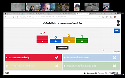 การจัดกิจกรรมผ่าน LINE VDO CALL ทบทวนเนื้อหาผ่านเกม kahoot.it ชั้น ป.4/5